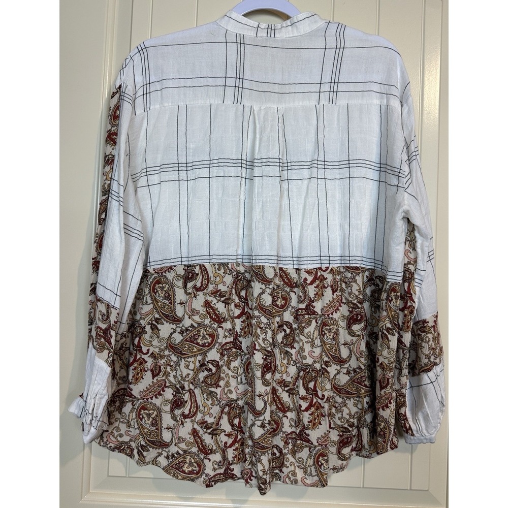 Gimmicks Women's Oversized button up long sleeve multi fabric shirt sz M‎ boho - Picture 7 of 7